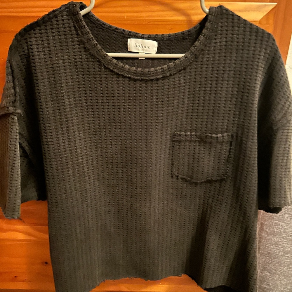 Bohme Black Knit Short Sleeve Top
